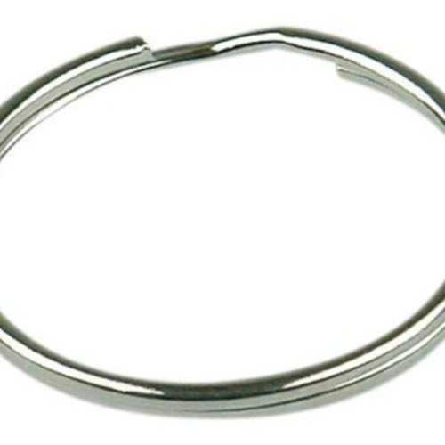 Lot de 5 anneaux porte clés métal argenté - 25 mm 