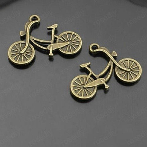 1 pendentif breloque vélo - métal couleur bronze