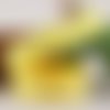 Ruban gros grain arabesque - fleurs - fond jaune - vendu au mètre