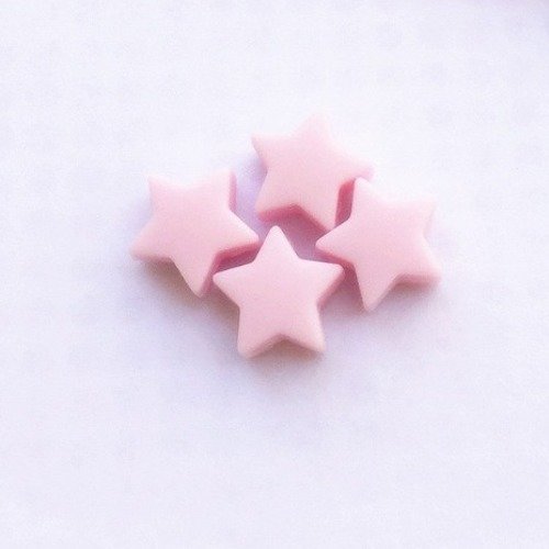2 perles en silicone - etoile - rose - 14 mm - r323