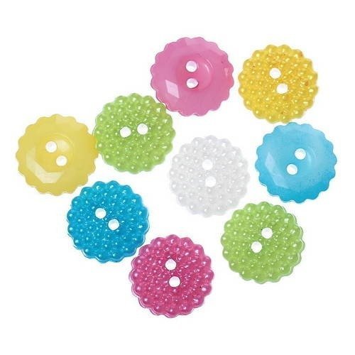 Lot de 10 boutons ronds multicolores en acrylique
