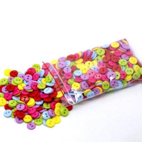 Lot de 30 boutons ronds multicolores en acrylique