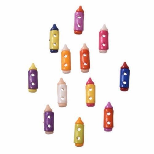 Lot de 10 boutons crayons multicolores en acrylique
