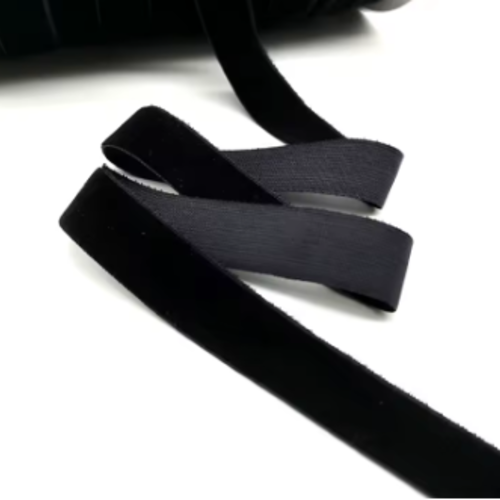 Ruban velours noir - 15 mm - vendu au mètre