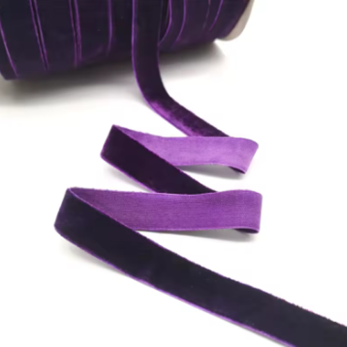 Ruban velours violet - 09 mm - vendu au mètre