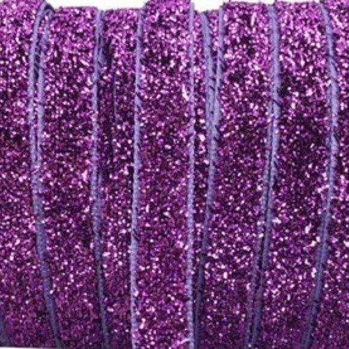 Ruban velours scintillant - violet - 09 mm - vendu au mètre