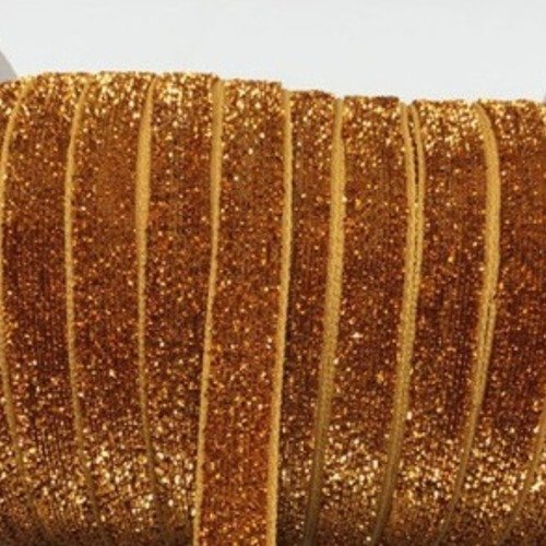 Ruban velours scintillant - ocre - 09 mm - vendu au mètre