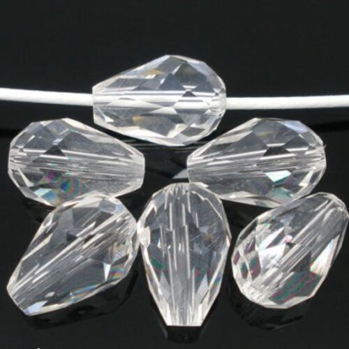 Lot de 10 perles gouttes cristal quartz à facettes - transparente - p4786