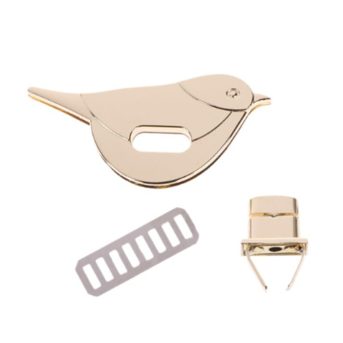 1 fermoir  attache sac / cartable type tuck - oiseaux - couleur doré