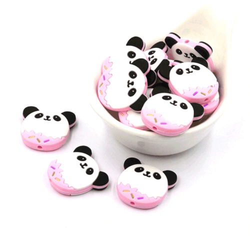 1 perle en silicone - panda - rose