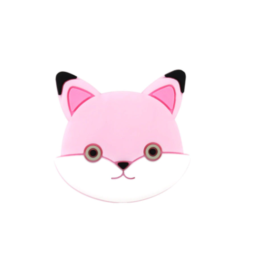1 perle en silicone - renard - rose