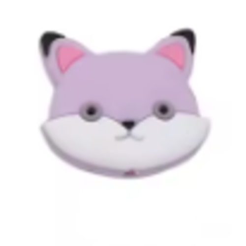 1 perle en silicone - renard - parme