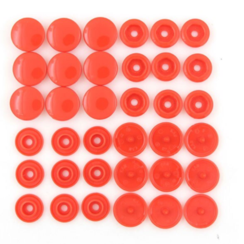 1 lot de 10 boutons pressions type kam - rouge clair
