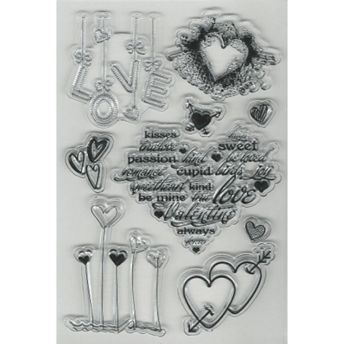 1 planche de tampons clear - love - coeur