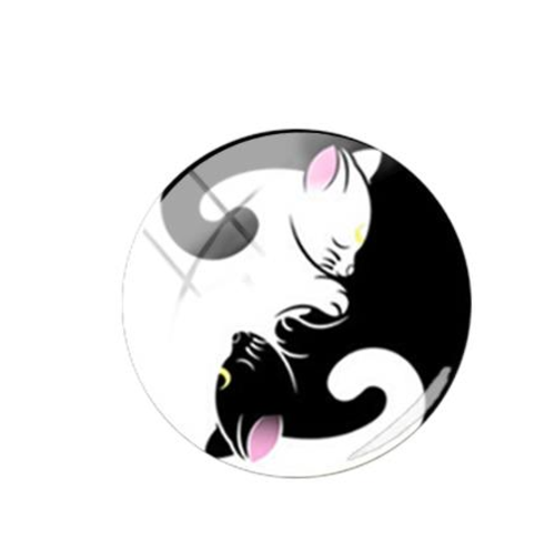 1 cabochon en verre - 25 mm - les chats yin-yang 