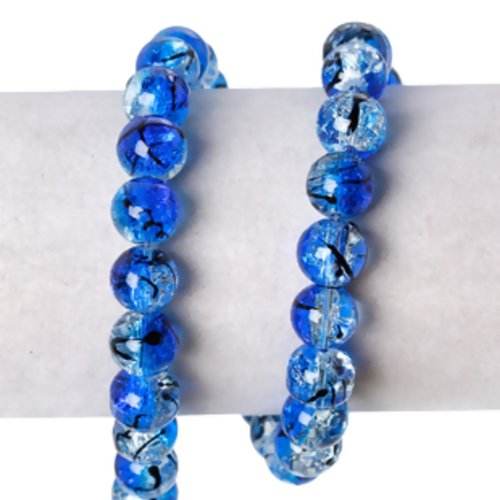 Lot de 10 perles en verre - bleu roi - 10 mm - p1375