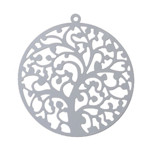 1 pendentif breloque - arbre de vie - filigrane - laser cut - acier inoxydable