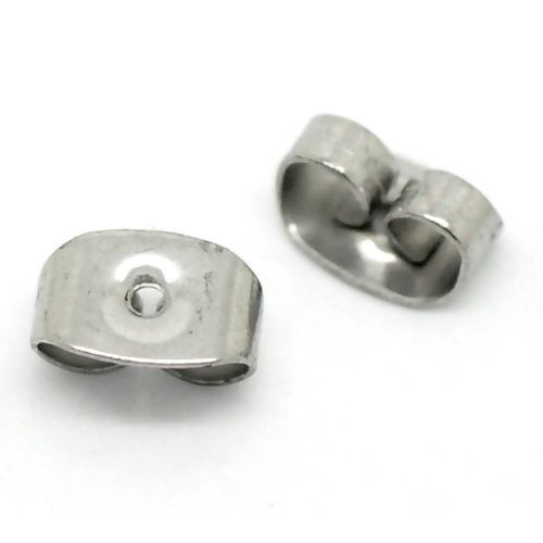 50 fermoirs - embouts boucles d'oreilles en acier inoxydable - métal argenté - r167