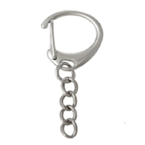 1 porte clé mousqueton avec chaînette - couleur métal argenté - r871