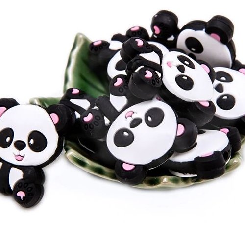 1 perle en silicone - panda - rose