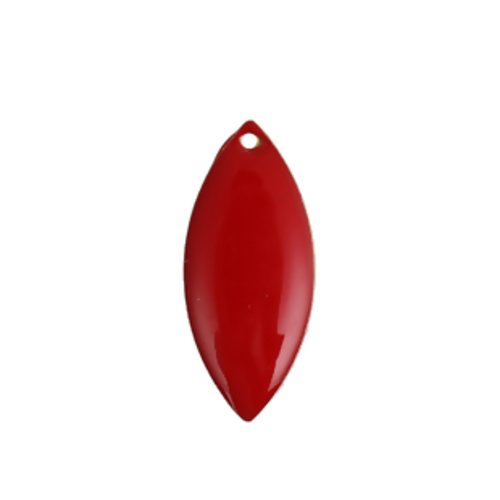 1 pendentif - sequin marquise émaille rouge - laiton - r076