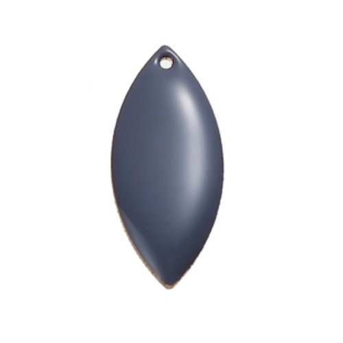 1 pendentif - sequin feuille émaille gris - laiton -r106