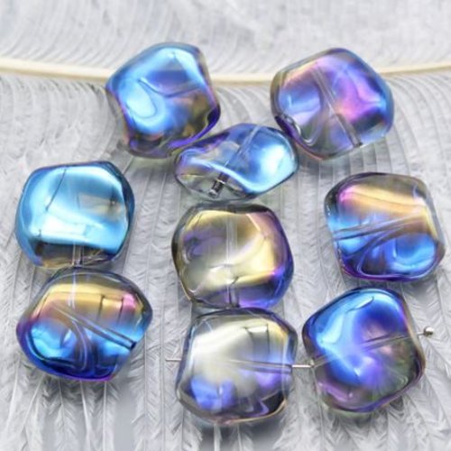 1 perle tchèque en verre - bleu - p1304