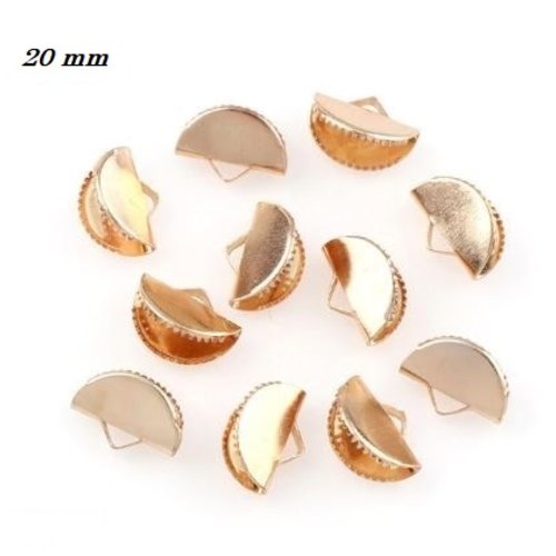 Lot de 2 embouts griffes demi lune - doré rose - 20 mm