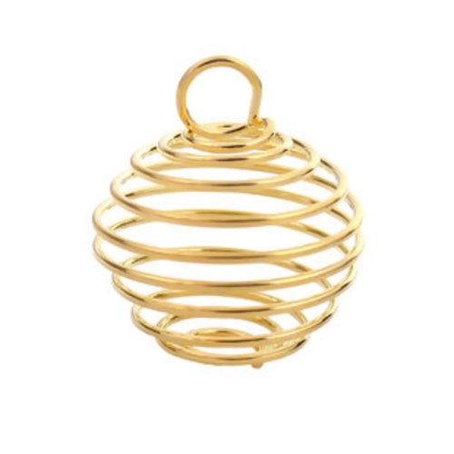 Lot de 2 pendentifs spirale - cage perle - métal doré - 29 x 25 mm 