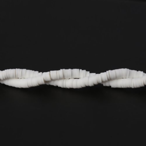 1 chapelet de perles heishi - rondelles en pâte polymère - 4 mm - blanc