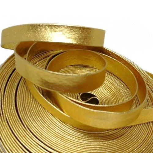 Biais simili cuir doré - 10 mm - vendu au mètre 
