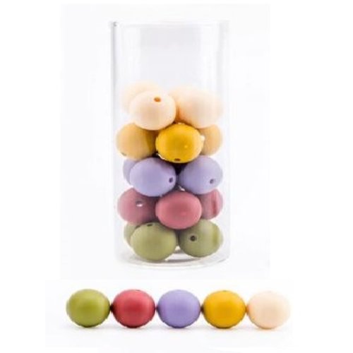 Lot de 10 perles en silicones - 12 mm - multicolores - couleurs d’automne  