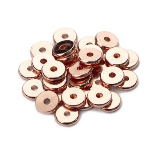 20 perles entretoises - métal doré rose - 6 x 1.7 mm - p221