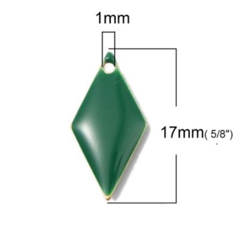 1 pendentif - sequin losange - émaillé vert sapin - laiton - r762