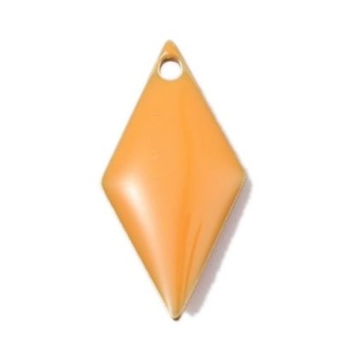 1 pendentif - sequin losange - émaillé orange - laiton - r760