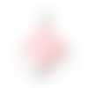 1 pendentif - sequin carré - émaillé rose - laiton - r745