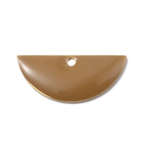 1 pendentif - sequin demi lune - émaillé marron - laiton - r800