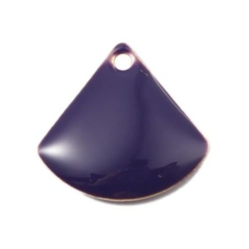 1 pendentif - sequin éventail - émaillé violet - laiton - r774