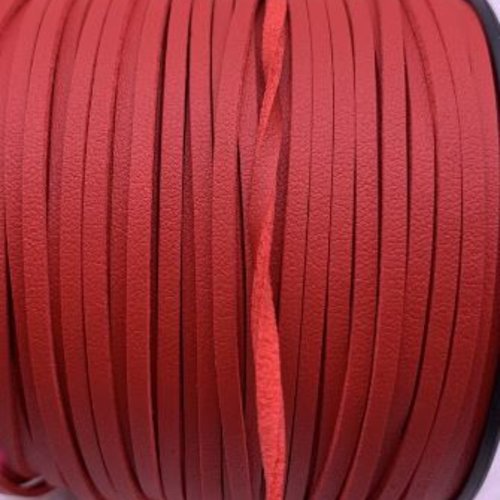 Cordon - lacet - aspect suédine - daim synthétique - 3 mm - rouge