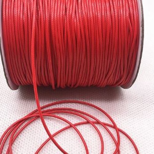 1 m de cordon en coton enduit ciré - rouge