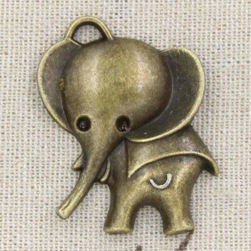 1 pendentif breloque eléphant - couleur bronze