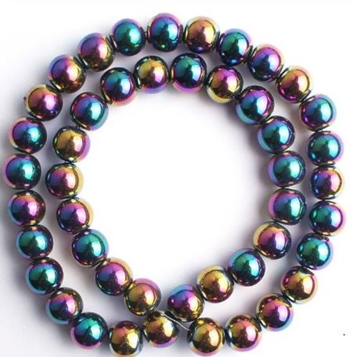 Lot de 10 perles hématite rondes - multicolore - 6 mm - p1191