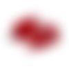 1 grand pompon - breloque - pendentif fausse fourrure - rouge et blanc