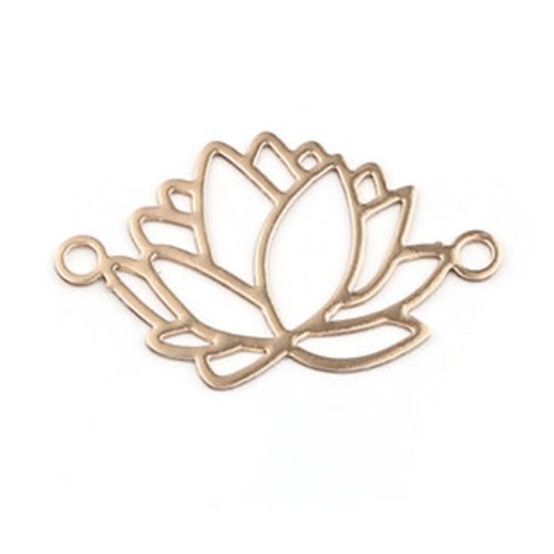 1 connecteur estampe fleur de lotus en filigrane - couleur métal doré