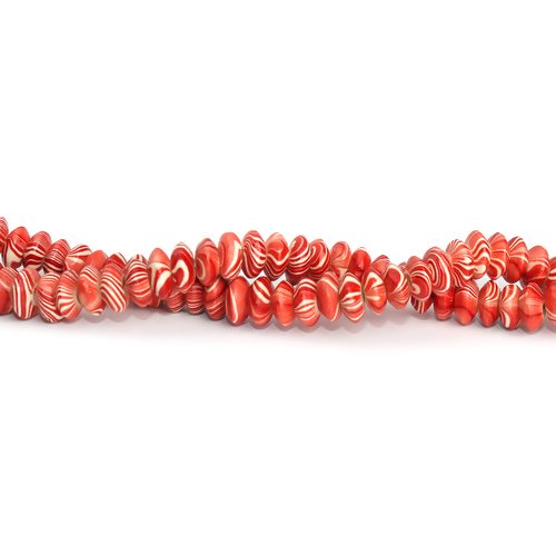 Lot de 20 perles en bois - abaque - rouge rayé - 8 mm - p511