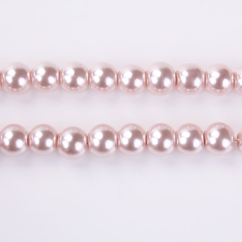Lot de 10 perles en verre rose poudré - 8 mm - p1385