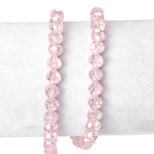 Lot de 10 perles en verre à facettes rose - 6 mm - p1214