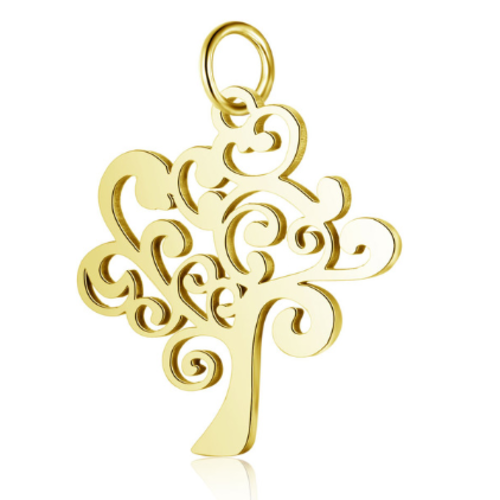 1 breloque pendentif - arbre de vie doré - acier inoxydable