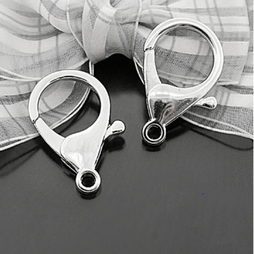 1 fermoir porte clés mousqueton - couleur argenté - 35 x 21 mm 