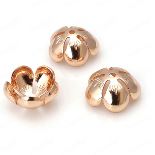 10 perles coupelles - calottes - métal rose doré